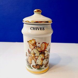 Vintage MJ Hummel Chives Spice Jar Danbury Mint Gold Trim Porcelain 1987
